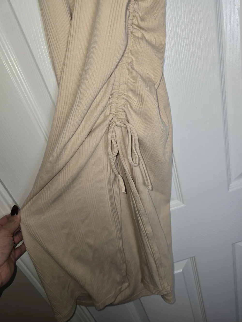 Aerie Sleeveless Ribbed Midi Dress in Light Beige Size Small